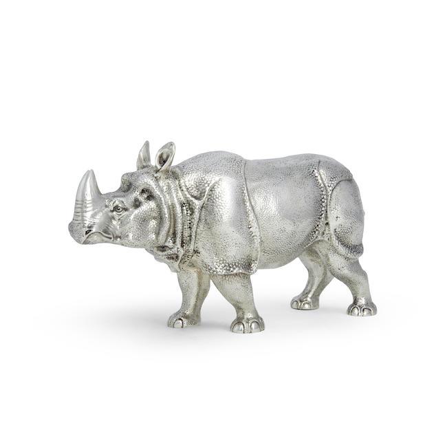A large German silver rhinoceros L Neresheimer & Co, Hanau, with crown and crescent mark, also stamped 925