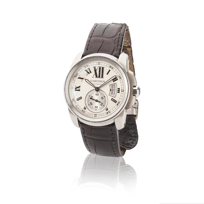 Cartier. A stainless steel automatic calendar wristwatch Cartier. Montre bracelet en acier avec date mouvement automatique Calibre, Ref: 3389, Purchased 26th April 2012