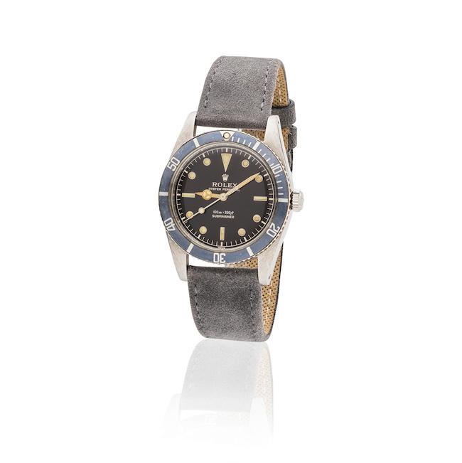 Rolex. A stainless steel automatic wristwatch Rolex. Montre bracelet en acier mouvement automatique Submariner, Ref: 6536/1, Circa 1958