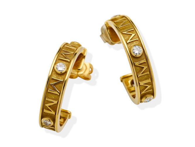 THEO FENNELL | 18CT GOLD AND DIAMOND HOOP EARRINGS