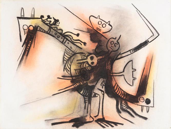 WIFREDO LAM (1902-1982) Totem 18 7/8 x 25 in (48 x 63.3 cm) (Executed in 1968)