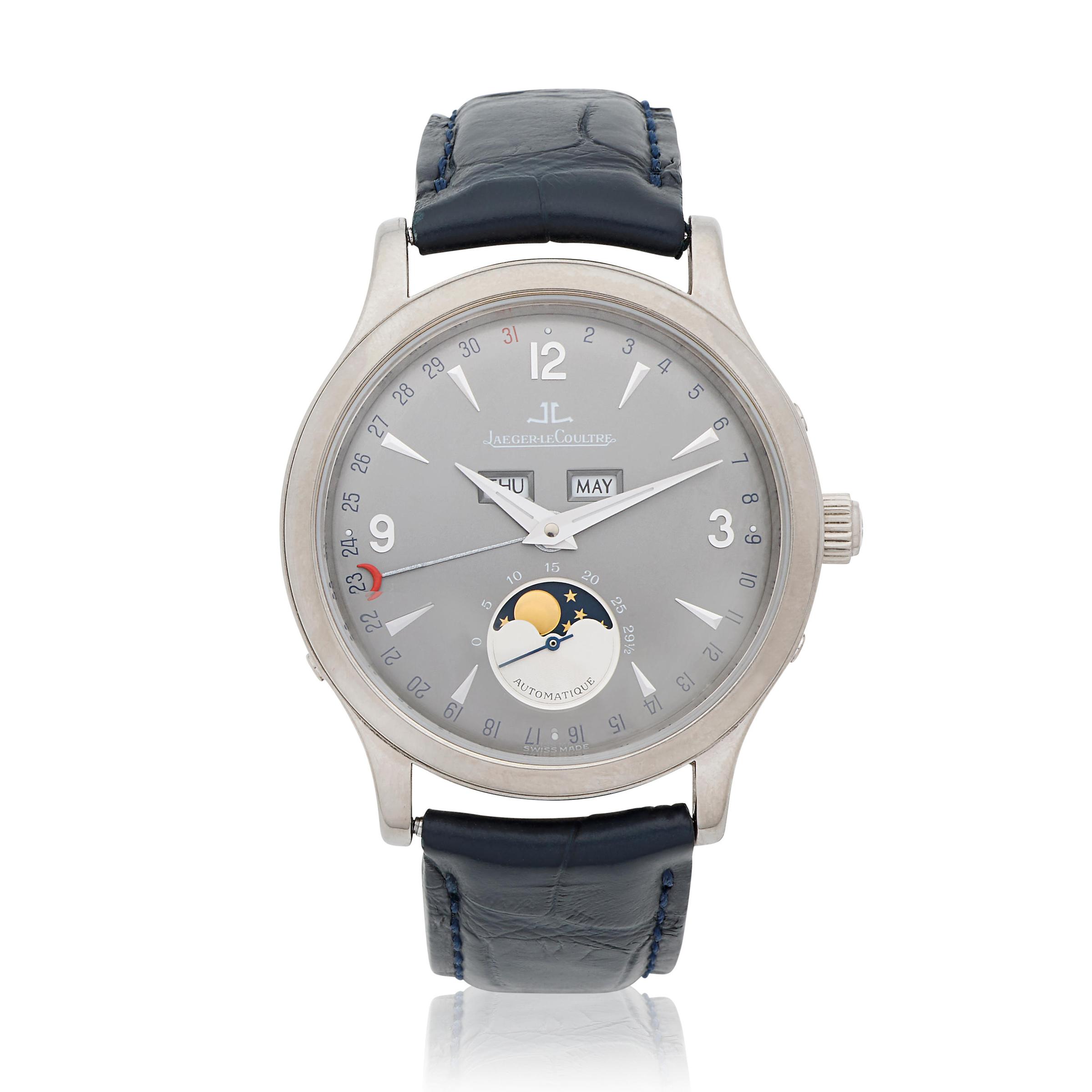 Jaeger-LeCoultre. A recently serviced 18K white gold automatic triple calendar wristwatch with moon phase  Master Control 1000 Hours, Ref 140.3.98, Produced 2002 image 1