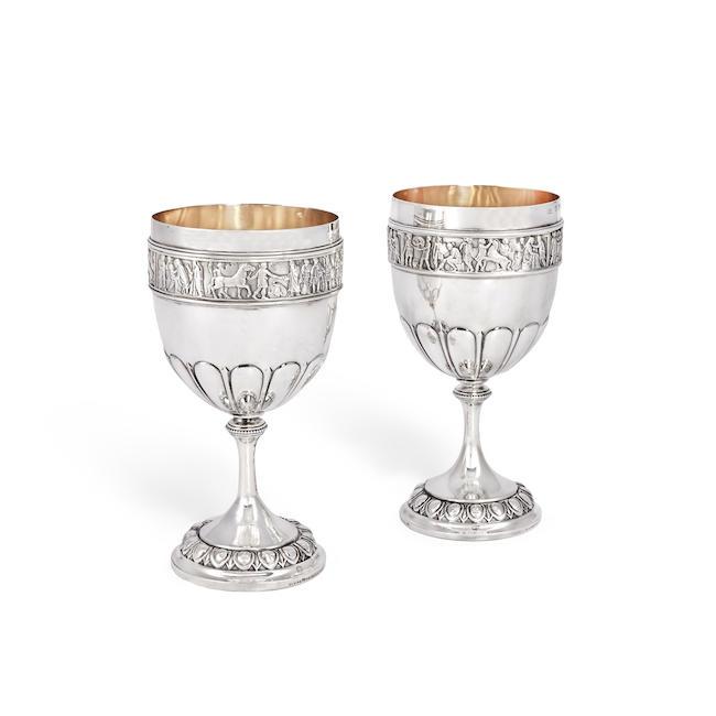 A pair of Victorian silver goblets Elkington and Co, Birmingham 1889 (2)