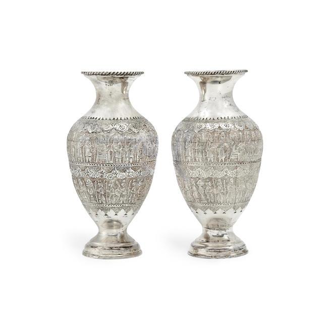 Two metalware vases unmarked, probably Persian (2)