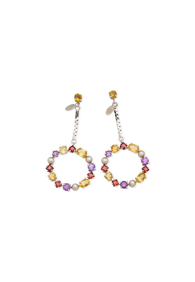 PAIR OF GOLD AND GEM-SET EARRINGS